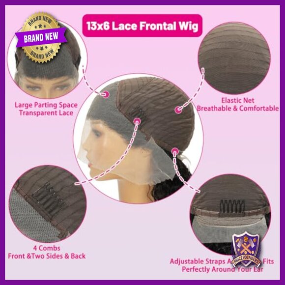 26 Inch Human Hair Lace Front Wig Deep Wave 13x6 HD Glueless